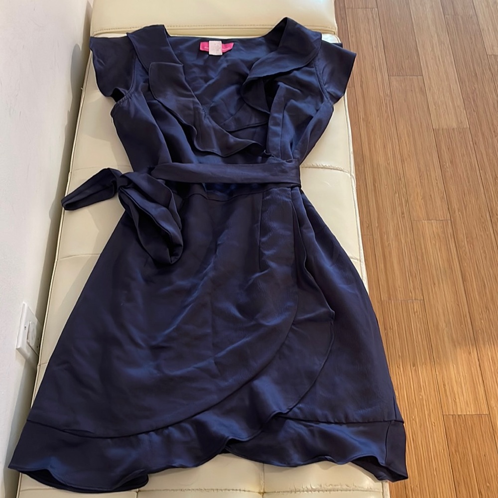 Wrap around dress- Grey/Teal, Size: Medium